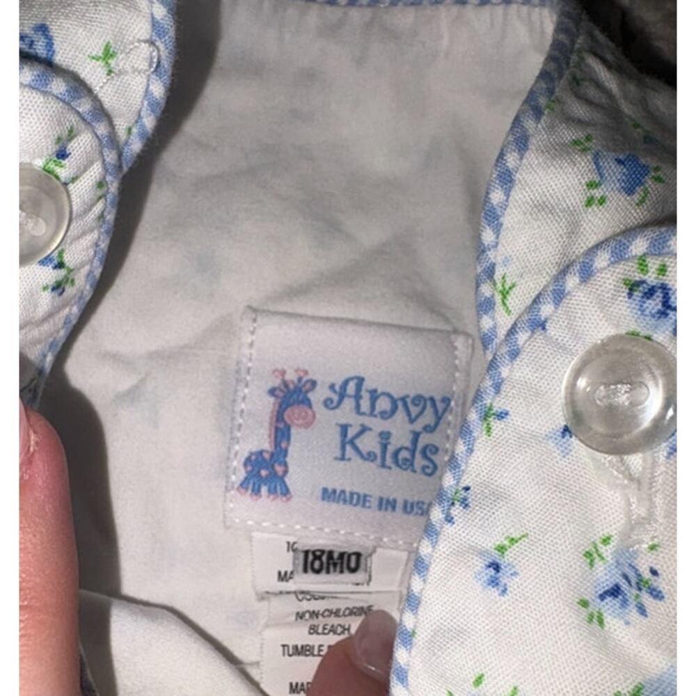 Anvy Kids Baby Girl Blue Floral Bubble Size 18 Months - Picture 3 of 5